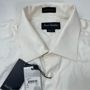 NEW DAVID DONAHUE MEN WHITE COTTON SLIM FIT DRESS SHIRT SIZE 16 1/2 x 35 $135